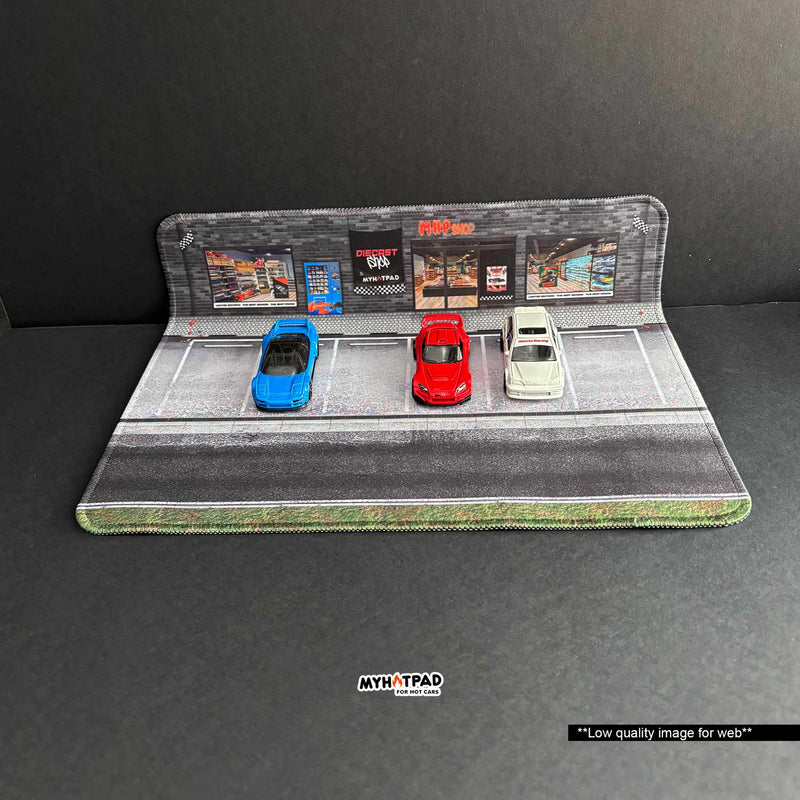 MYHOTPAD Parking shop Diorama Desktop Mat Diecast 1:64