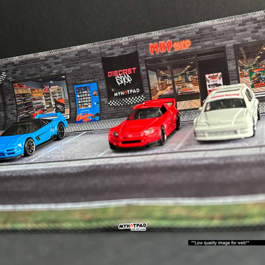 MYHOTPAD Parking shop Diorama Desktop Mat Diecast 1:64