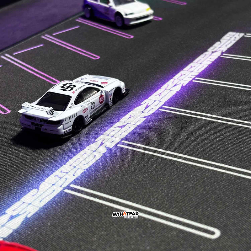 MYHOTPAD Parking 2050 Neon Effect Diorama Desktop Mat Diecast 1:64